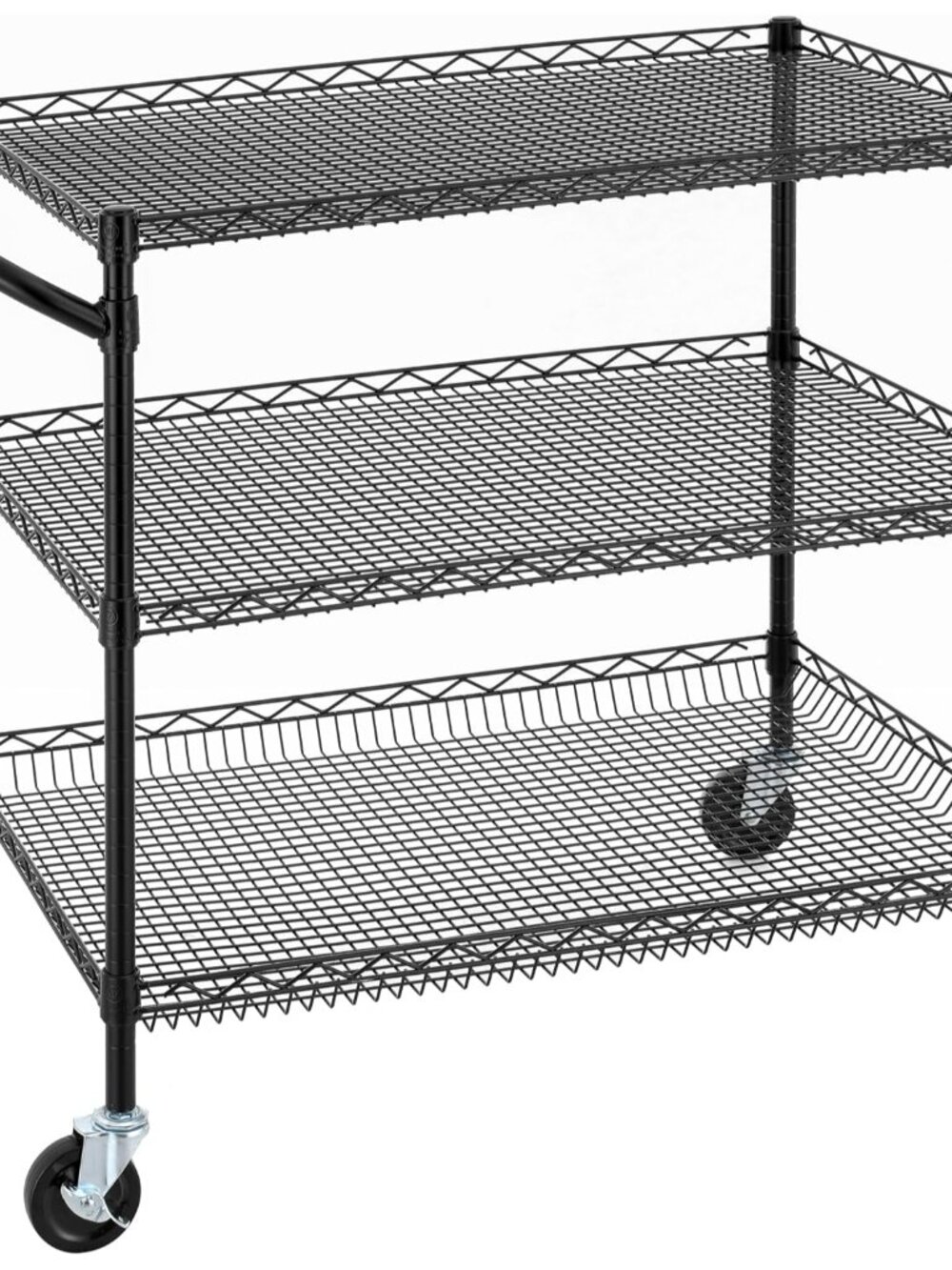 3 Tier Heavy Duty Commercial Grade Utility Cart, Wire Rolling Cart with Handle B
